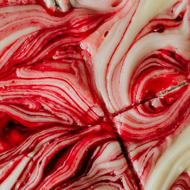 square version of a closeup on triple berry fudge