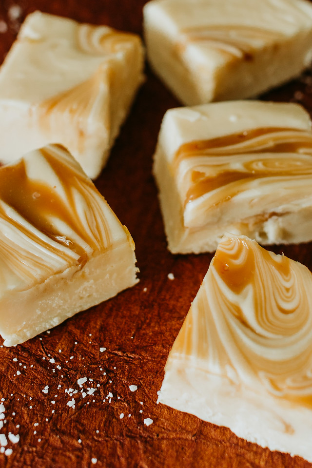 Bourbon Sea Salt Caramel flavored fudge