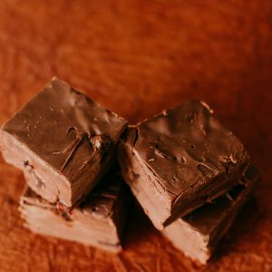 chocolate cherry fudge with cherries embeded in it