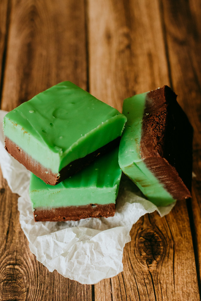 pile of mint chocolate fudge