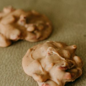 two pralines at an angle