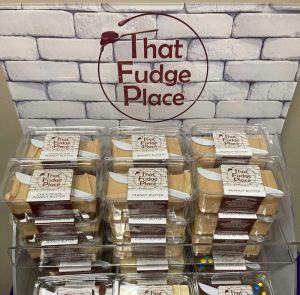 display of that fudge place clams full of peanut butter fudge